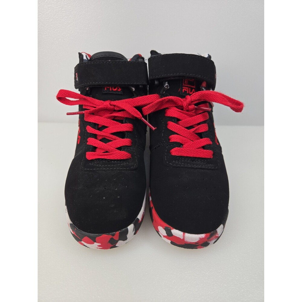 Fila VULC 13 Mashup Red Black White Camo Sneaker Shoe High Top Unisex Kids 2 - Picture 3 of 12